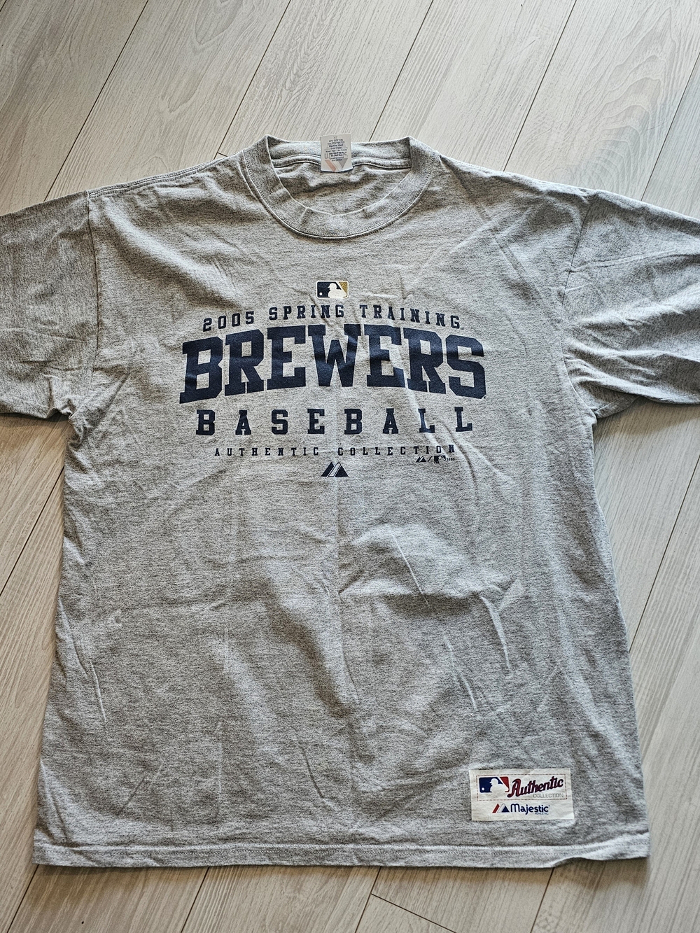 Vintage Majestic Brewers "2005 Spring Training" Gray Graphic Tee Size XL